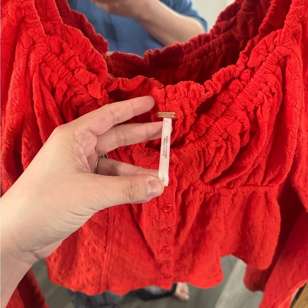 Like New FREE PEOPLE Ladybug Long Sleeve Top - Picture 3 of 4